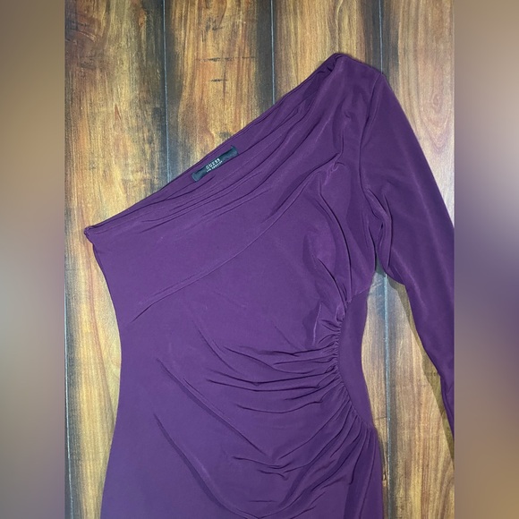 Guess One-Shoulder Dress in Rich Plum - Picture 2 of 6